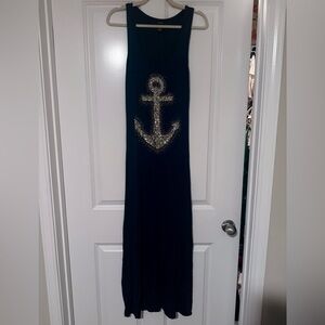 Rue21 Navy Maxi Dress with Gold Anchor